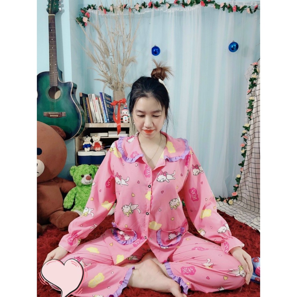 (55-65kg).BỘ TIỂU THƯ LỤA HÀN TAY DÀI QUẦN DÀI | BigBuy360 - bigbuy360.vn