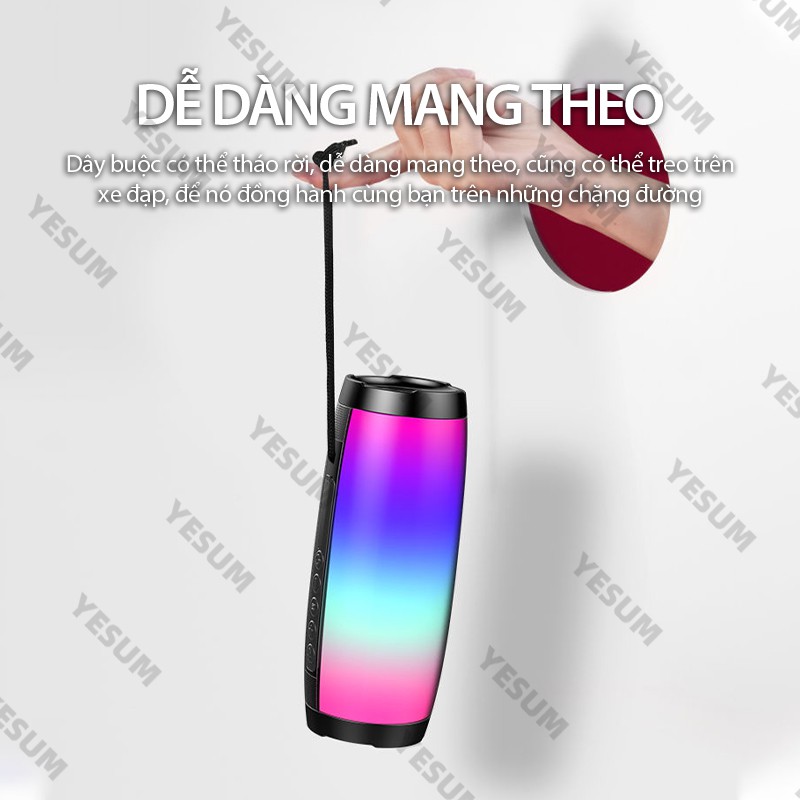 【BÁN LỚN】 Loa Bluetooth di động Đèn LED đầy màu sắc Âm thanh nổi âm thanh nổi rõ ràng Treble và Bass Thẻ TF 1200mAh nhiều màu Thích hợp Dành cho Hoạt động Ngoài trời & Tụ tập Amily