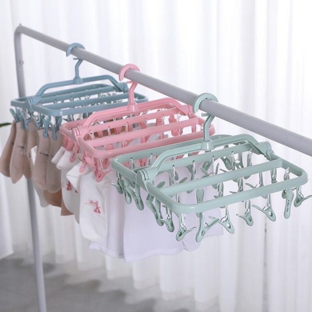 Móc Chùm Gấp Gọn - Phơi Quần Áo, Đồ Baby, Tã, Đồ Nhỏ, Quần Lót Nam Nữ 32 Kẹp