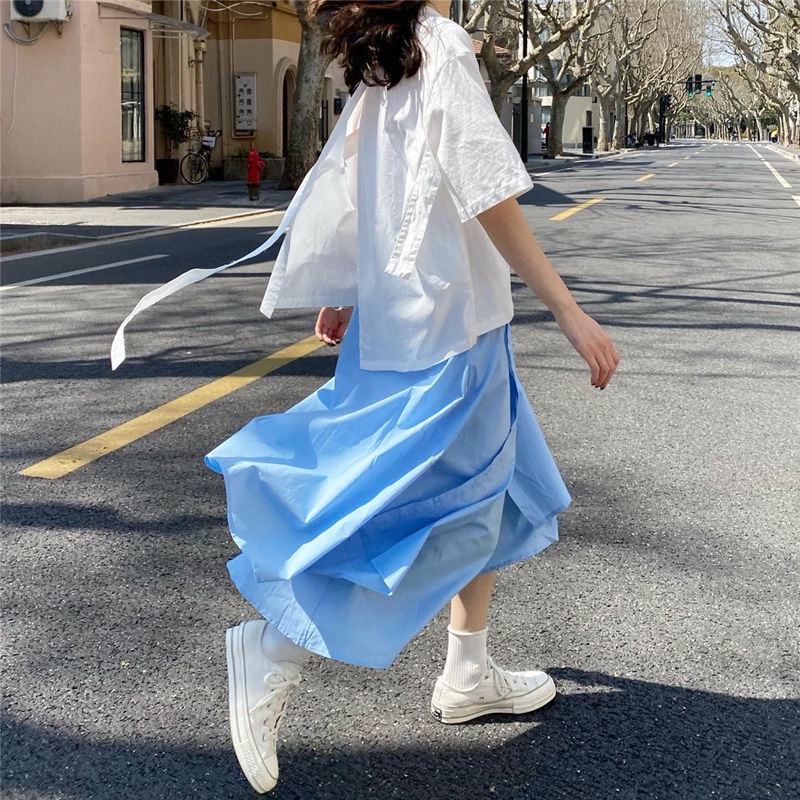 Set Áo Thun Tay Ngắn Phối Chân Váy Thời Trang Xinh Xắn Cho Nữ