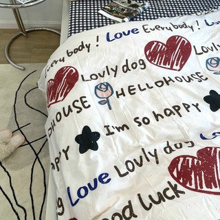 Bộ Drap & Chăn Phao Cotton Poly Tim Chữ