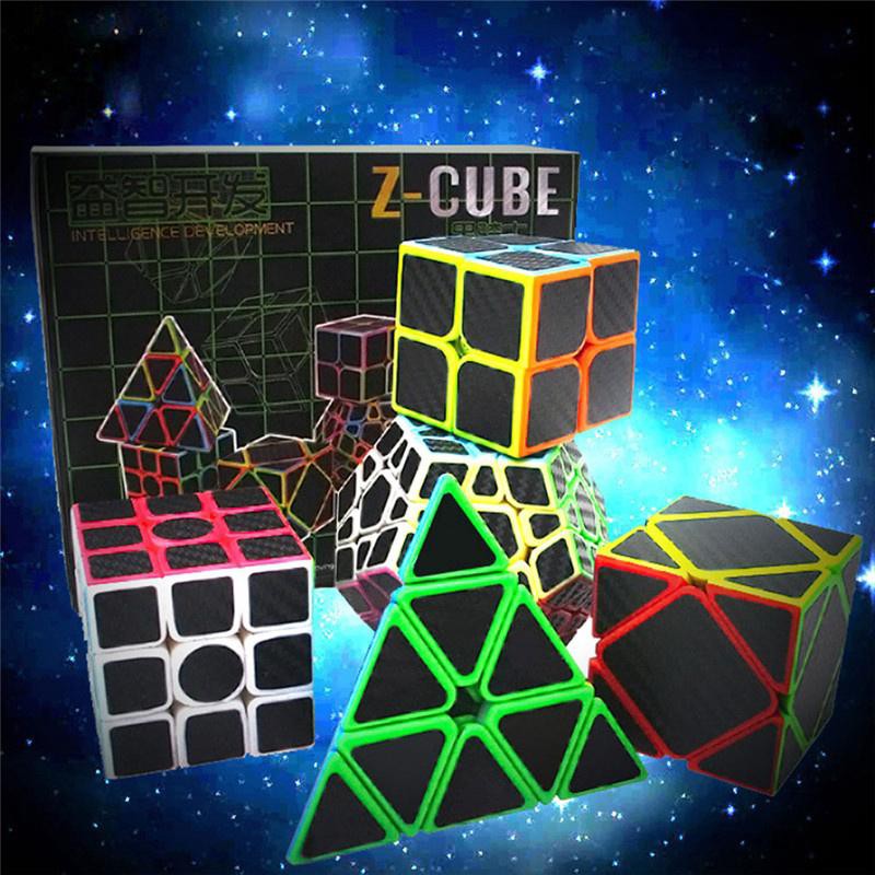 Combo 5 Rubik Cao Cấp Zcube carbon -  Rubik Phát Triển IQ - Quay Trơn Mượt, Bẻ Góc Cực Tốt