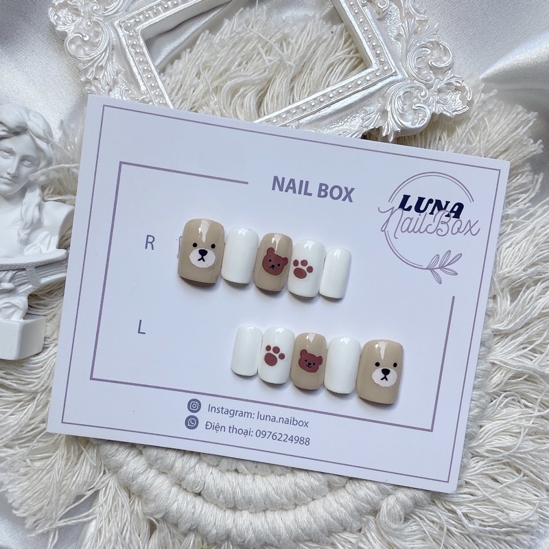 Nail box thiết kế theo size tay hình gấu dễ thương