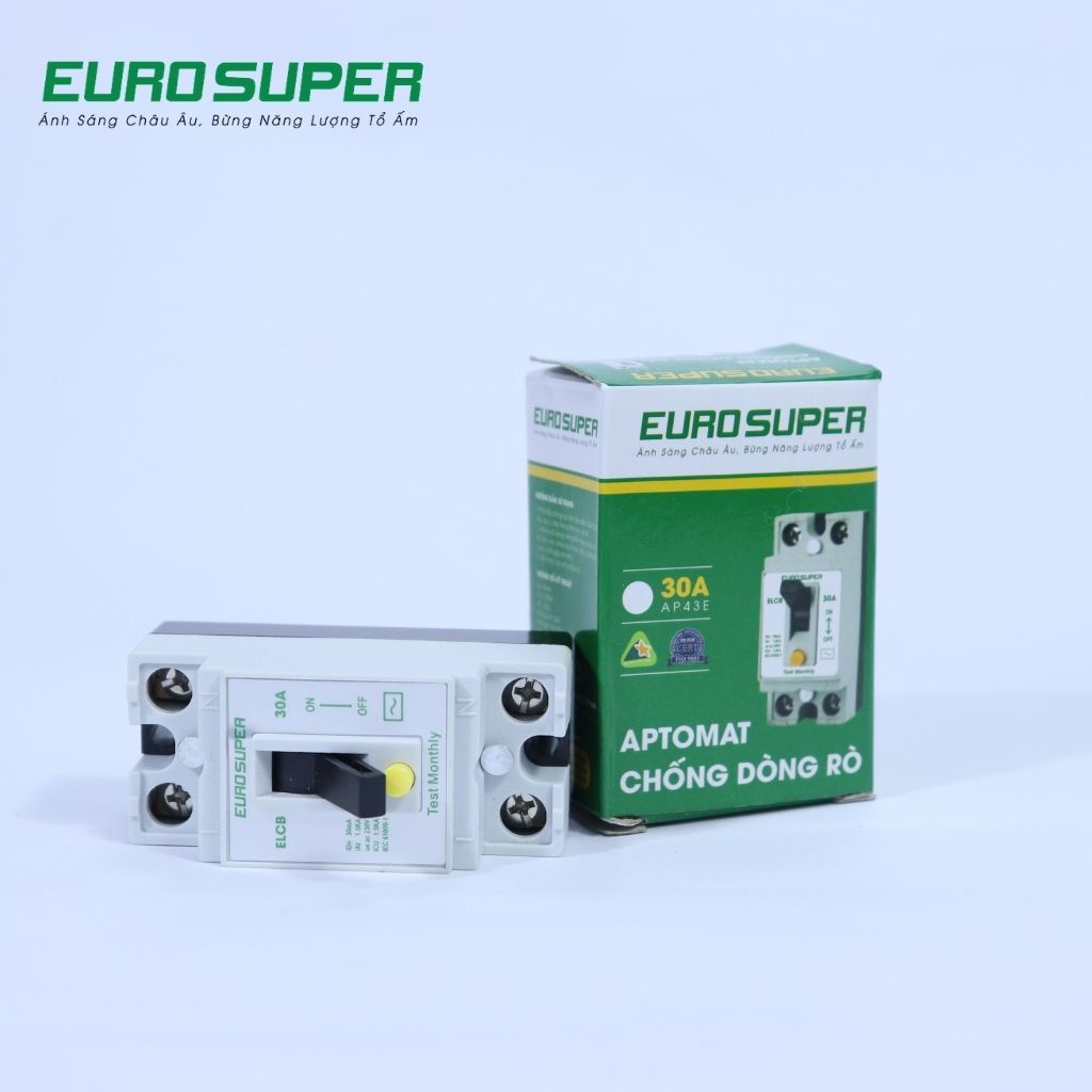 Cầu Dao Aptomat Chống Dòng Rò EUROSUPER Kiểm Soát, Bảo Vệ Dòng Diện Và Ngắn Mạch NT50 RCCB-30A