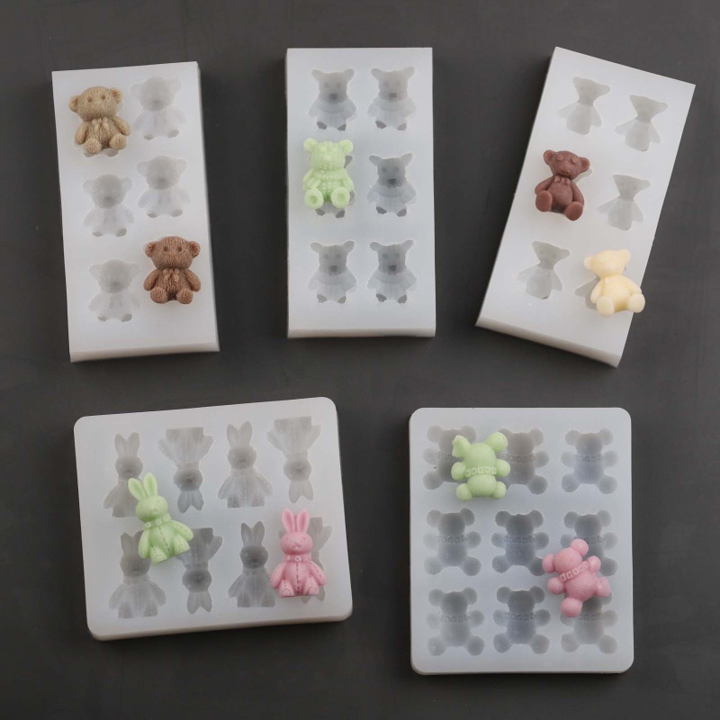 Sa Khuôn Silicon Làm Xà Phòng / Sô Cô La Hình Gấu 3D Đáng Yêu