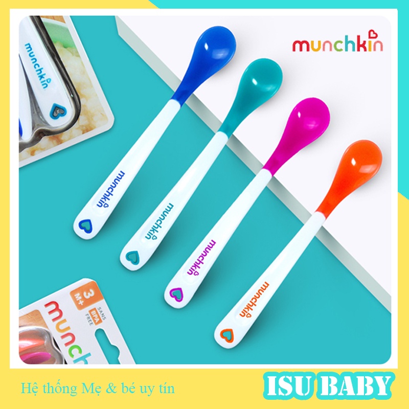 Thìa ăn dặm báo nóng Munchkin cho bé tập xúc tự lập chất liệu an toàn tốt Shop ISU Baby