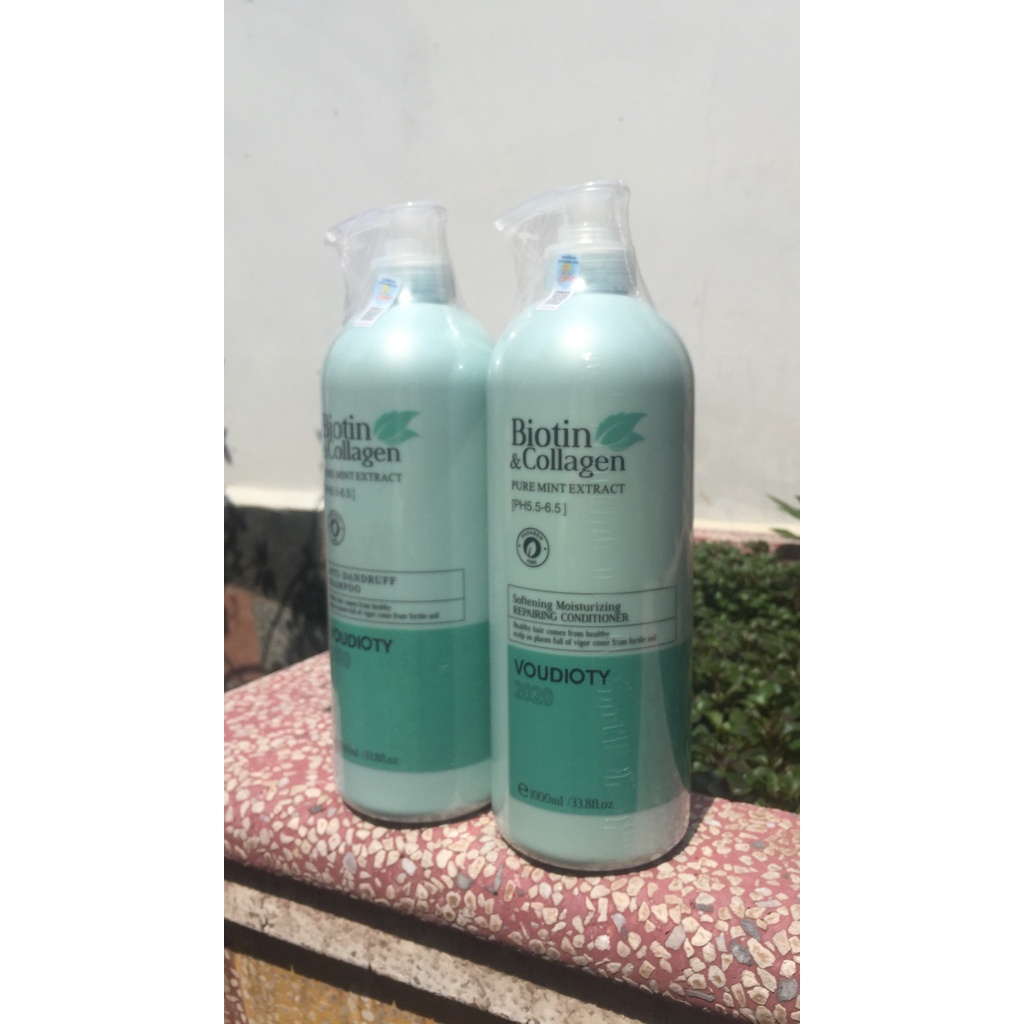 Cặp Dầu Gội Xả Biotin &amp; Collagen Xanh Dương Siêu Mềm Mượt Cho Tóc Khô 1000ml