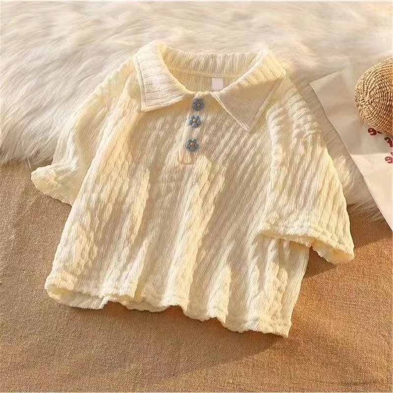 Áo Thun Dệt Kim Tay Ngắn Họa Tiết Hoa Thời Trang Mùa Hè Cho Nữ