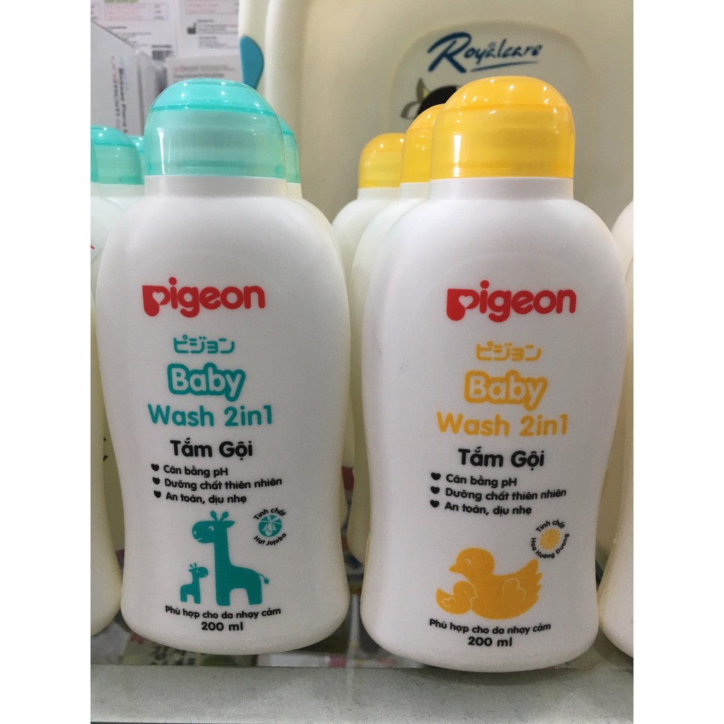 Sữa Tắm- Gội Dịu Nhẹ Pigeon 200ml dành cho da nhạy cảm chiết xuất Hoa Hướng Dương/ Jojoba (200ml)