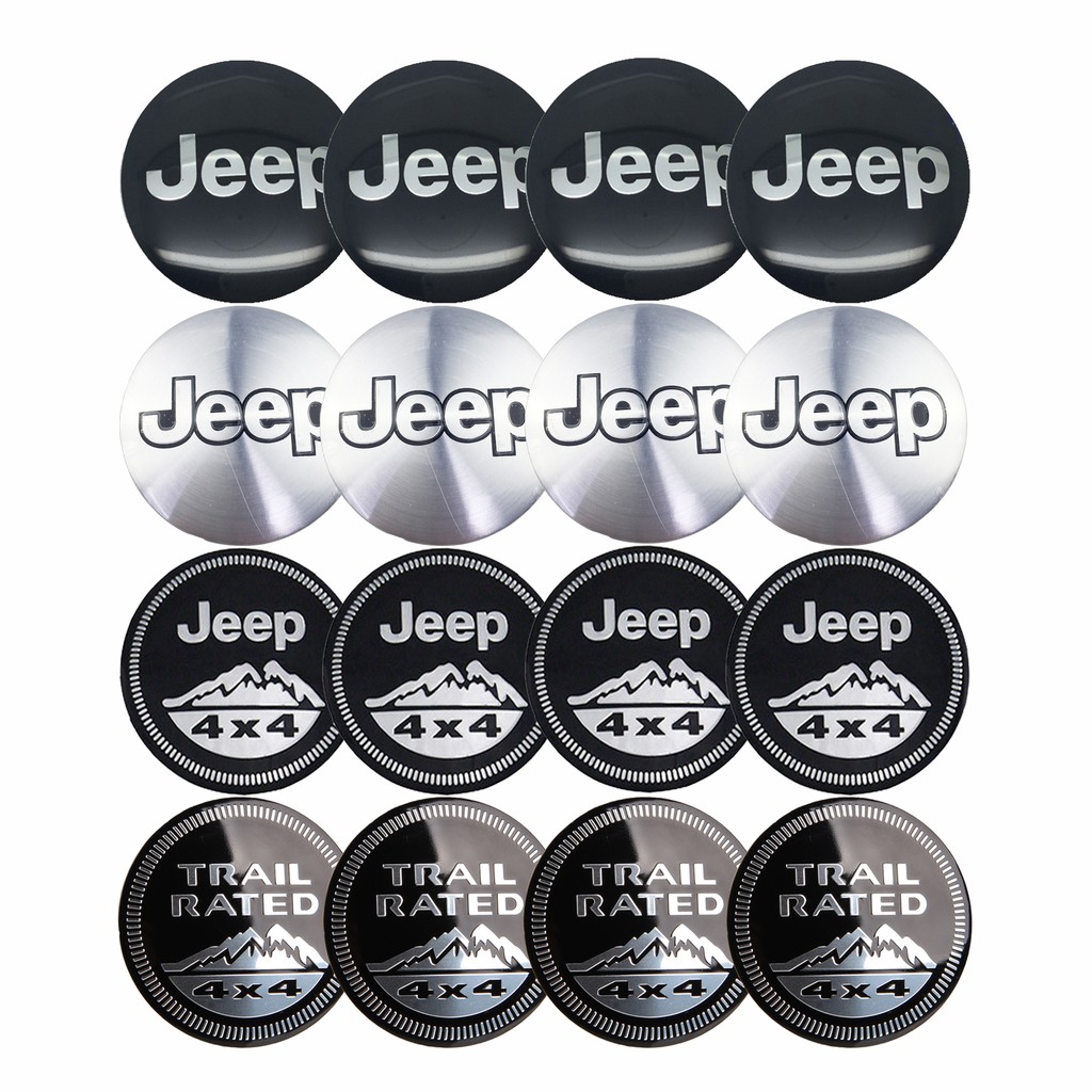 4pcs 56mm Jeep TRAIL RATED 4X4 Snow Mountain Car Wheel Center Hub Cap Sticker Auto Tire Emblem Badge Decal