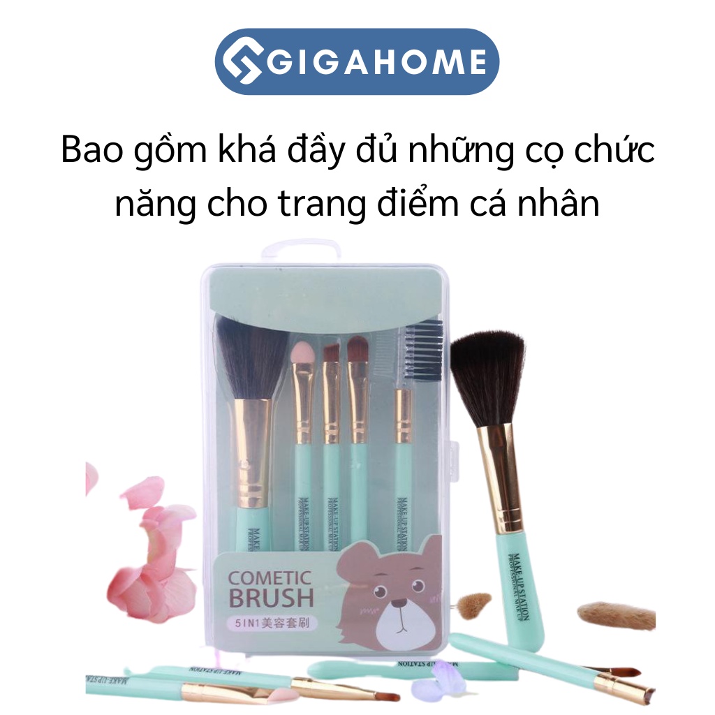 Bộ 5 Món Cọ Trang Điểm Cá Nhân GIGAHOME Lông Mềm Mịn, Dễ Ăn Phấn Dễ Mang Đi 8691