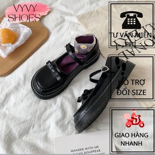 Giày búp bê Lolita 2dây cài ôm chân cao cấp - giày nữ đế bằng da mềm thời trang VYVYSHOES19-X1