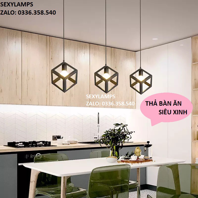 Đèn thả, Mẫu đèn trang trí hình khối lập phương đẹp
