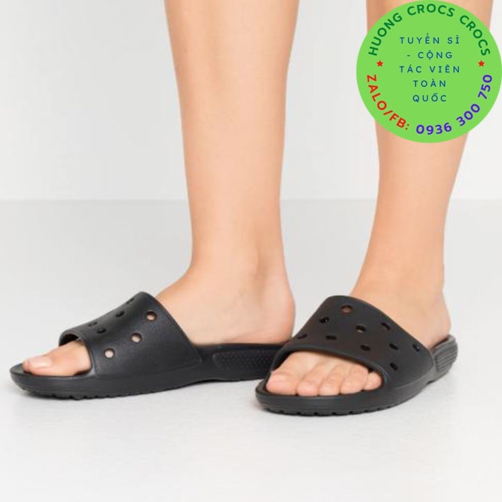 DÉP LÊ QUAI NGANG CROSS BAYA CLASSIC SLIDE MÀU ĐEN chuẩn xịn full box
