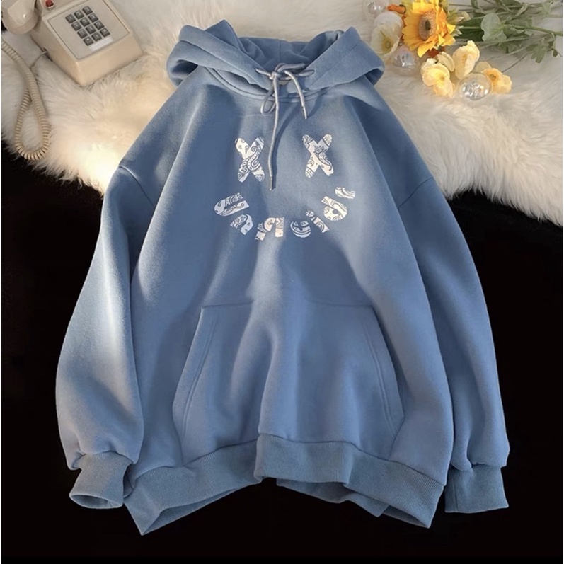 Áo Hoodie Nỉ Bông Tay Dài Túi Bụng Chữ Unisex