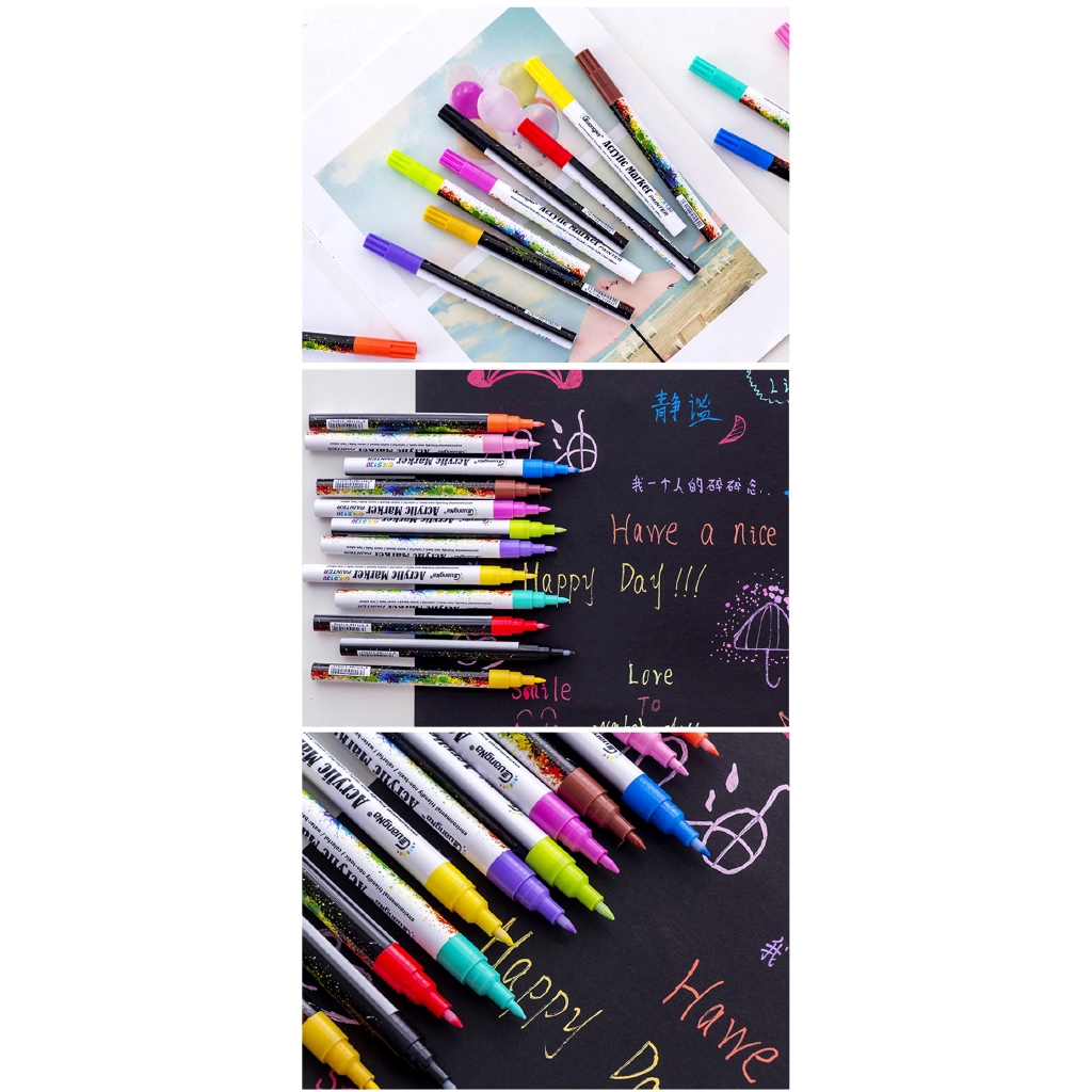 6/12/18 Colors Acrylic Paint Marker Pen Student Kids Beginner Art Painting Supply