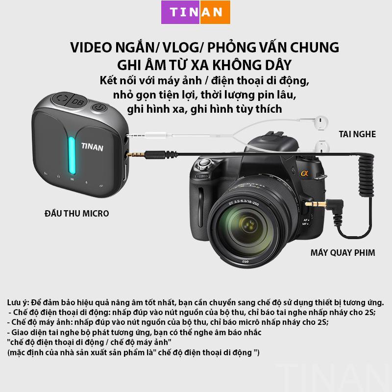 Micro Thu Âm Không Dây M18 TINAN, Chuyên Dùng Quay Vlog, Livestream Nền Tảng Kép, Dùng Cho iPhone, Android, Máy Tính