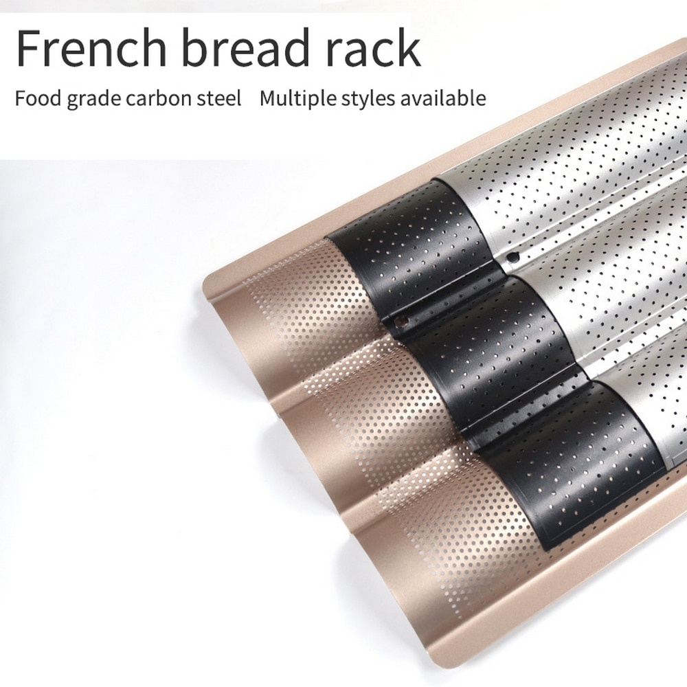 Khay Nướng Bánh Mì Pháp Lượn Sóng Baguette - Nướng Bánh Ngọt - Khuôn Nướng Bánh Mì Dài - Dụng Cụ Làm Bánh