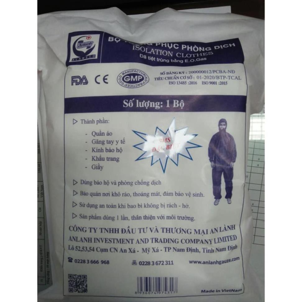 1 thùng 50 bộ đồ bảo hộ phòng chống dịch - AN LÀNH