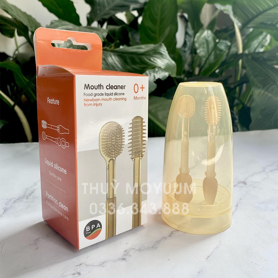 Set rơ lưỡi và bàn chải đánh răng silicon cho bé từ 0 - 18 tháng