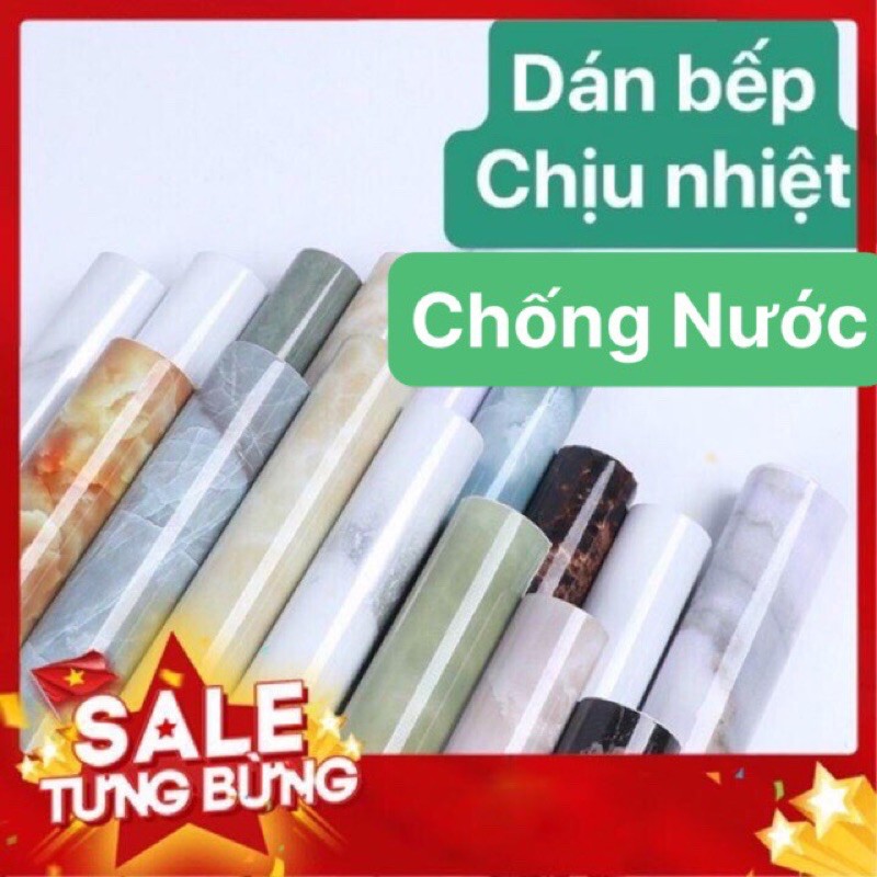 Giấy dán bếp , giấy dán tường giả đá ,keo sẵn , chống thấm , chịu nhiệt , rộng 60cm dài 5 mét