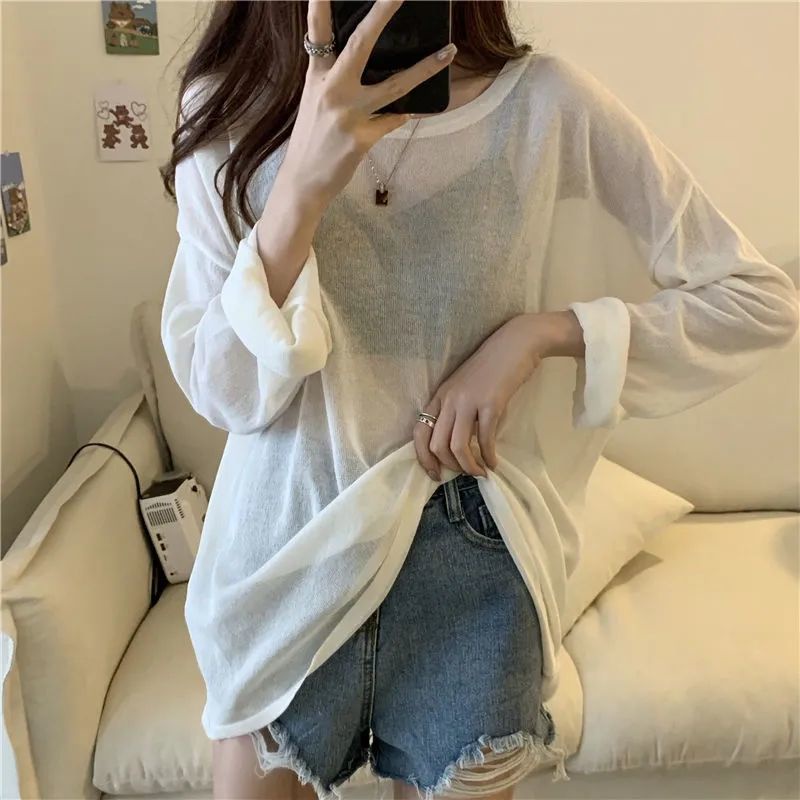 Áo Thun Dài Tay Dáng Rộng Vải Mỏng Chống Nắng Thời Trang Mùa Hè Dành Cho Nữ 2022 | BigBuy360 - bigbuy360.vn