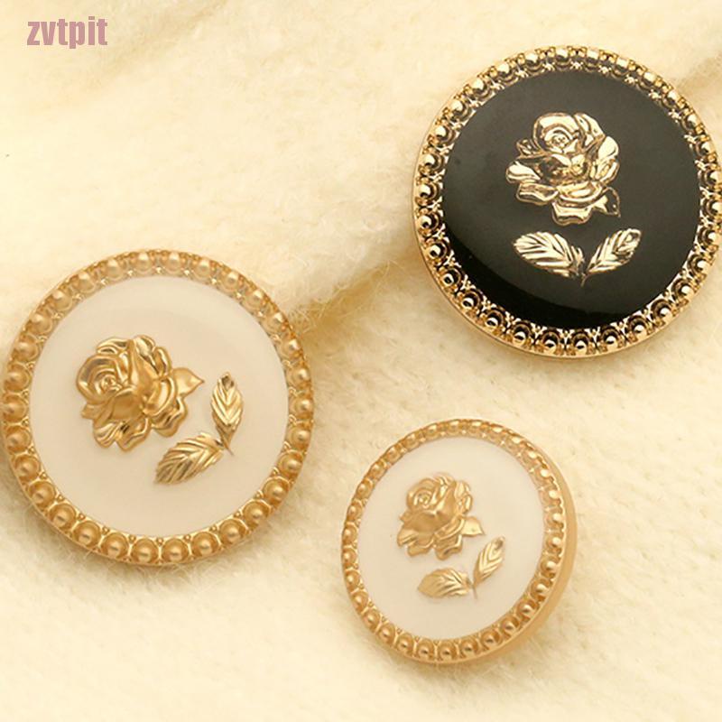 Set 6 nút áo khoác họa tiết hình hoa hồng bằng kim loại cho nữ