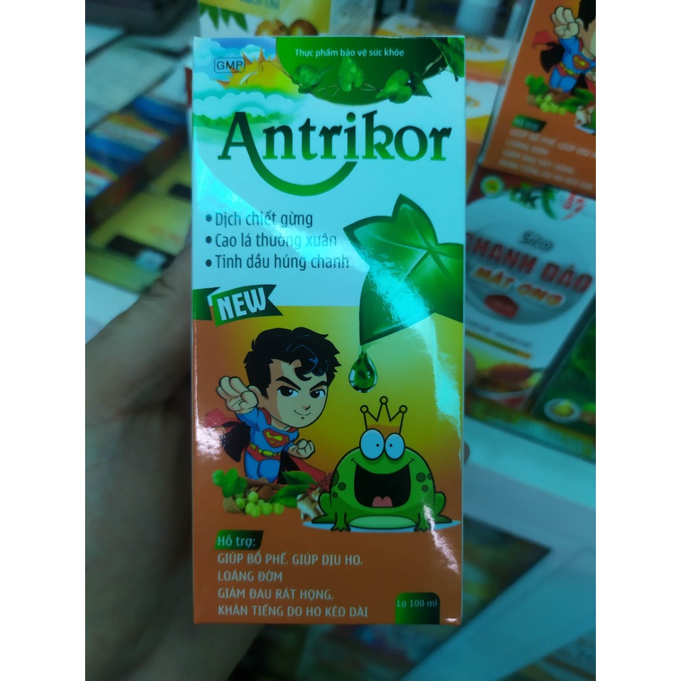 Siro Antrikor Cao Lá Thường Xuân, húng chanh giảm ho, làm ấm họng, giảm viêm họng, t giảm đờm, hết khò khòe