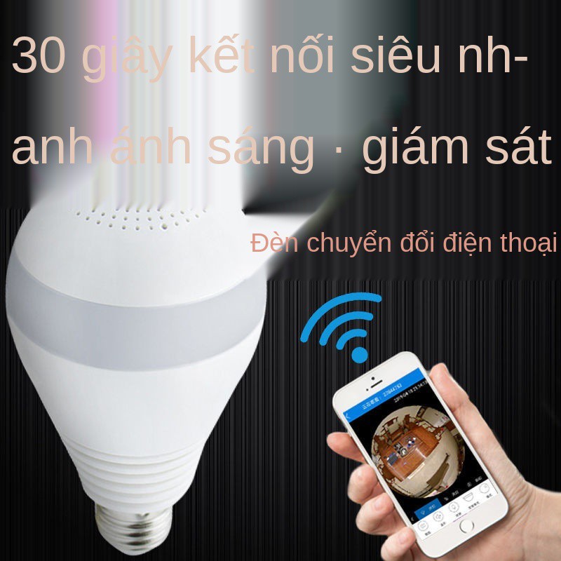 Bulb camera giám sát nhà 360 độ không dây WiFi điện thoại di động từ xa quan ban đêm nét cao <