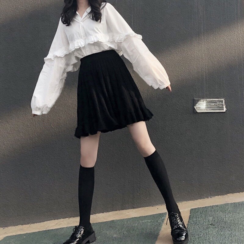 (new) Áo Sơ Mi Nữ Trắng Cánh Dơi 🦋 Áo Somi Viền Bèo Chất Đũi Tay Bồng