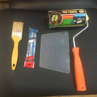 Dụng cụ dán giấy dán tường, con lăn keo, chổi quét, gạt giấy, dao rọc giấy