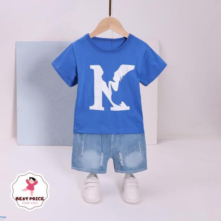 Set áo thun quần jean mùa hè bé trai mập 7 8 9 10 11  tuổi  ✨đồ bộ size đại30kg 35kg 40kg 45kg