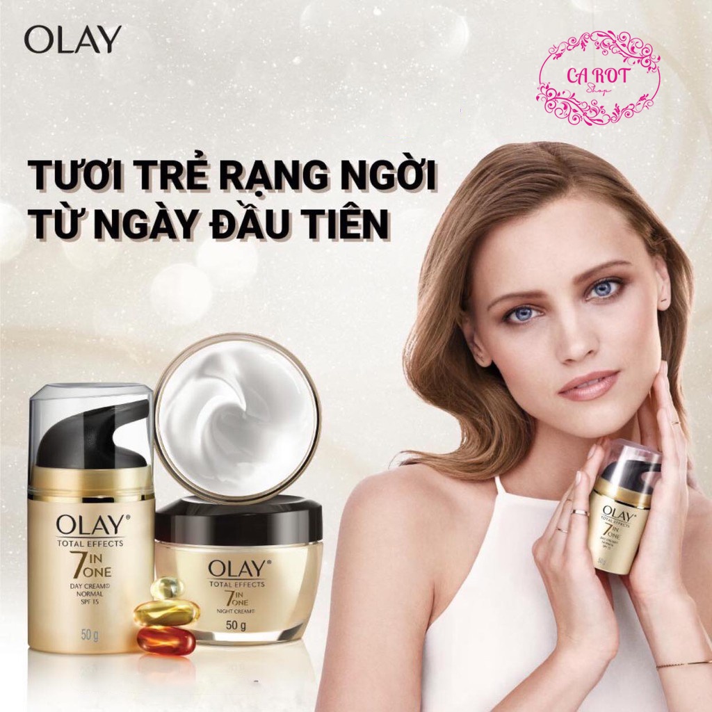 KEM DƯỠNG DA, CHỐNG LÃO HOÁ NGÀY & ĐÊM OLAY TOTAL EFFECTS MOISTUZUZER CREAM BUBDLE – 50ML