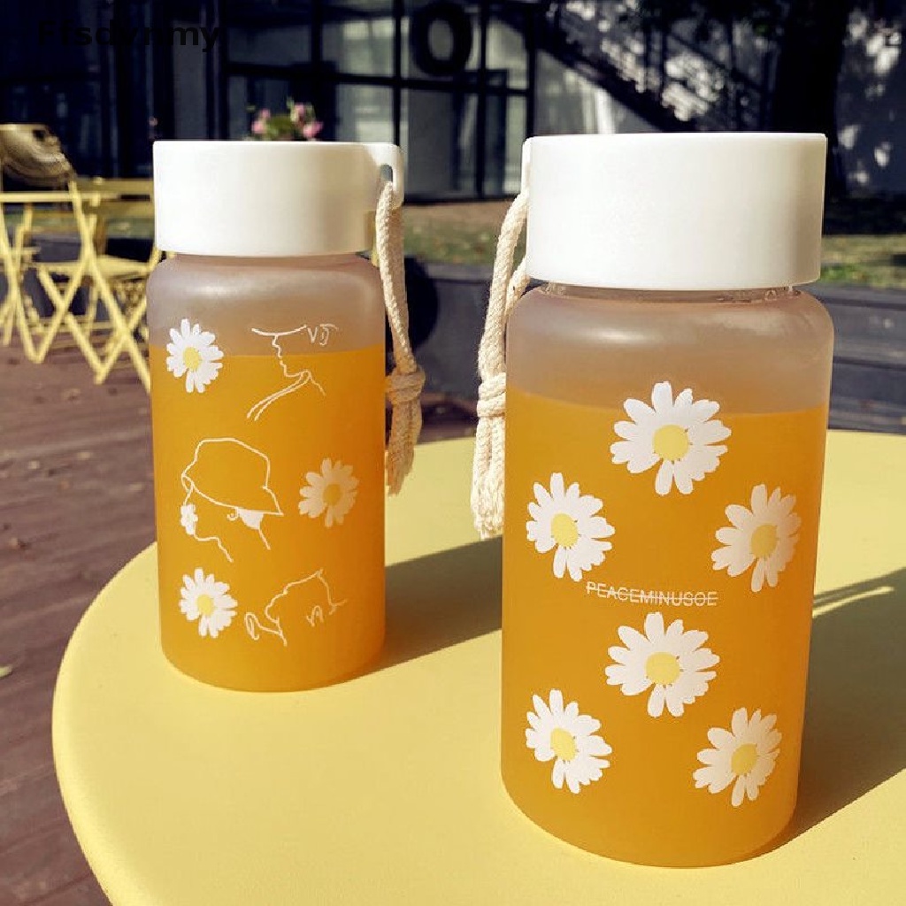 Luimo Bình Nước Nhựa Trong Suốt Dung Tích 500ml Họa Tiết Hoa Cúc Xinh Xắn
