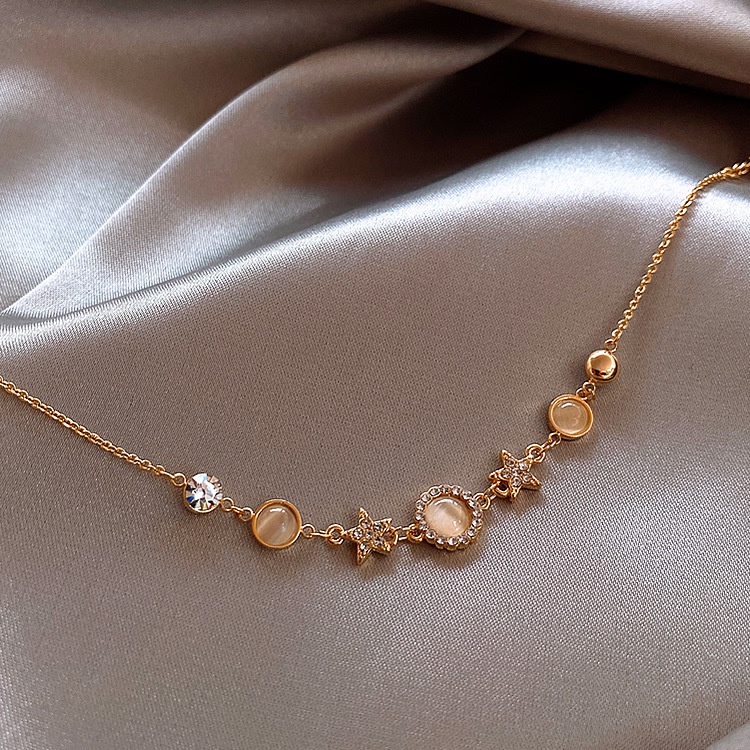Lắc Tay Nữ Ngôi Sao Đính Đá Zircon Vòng Tay Hình Bông Hoa Gắn Đá Phong Cách Hàn Quốc, Lemi Accessories
