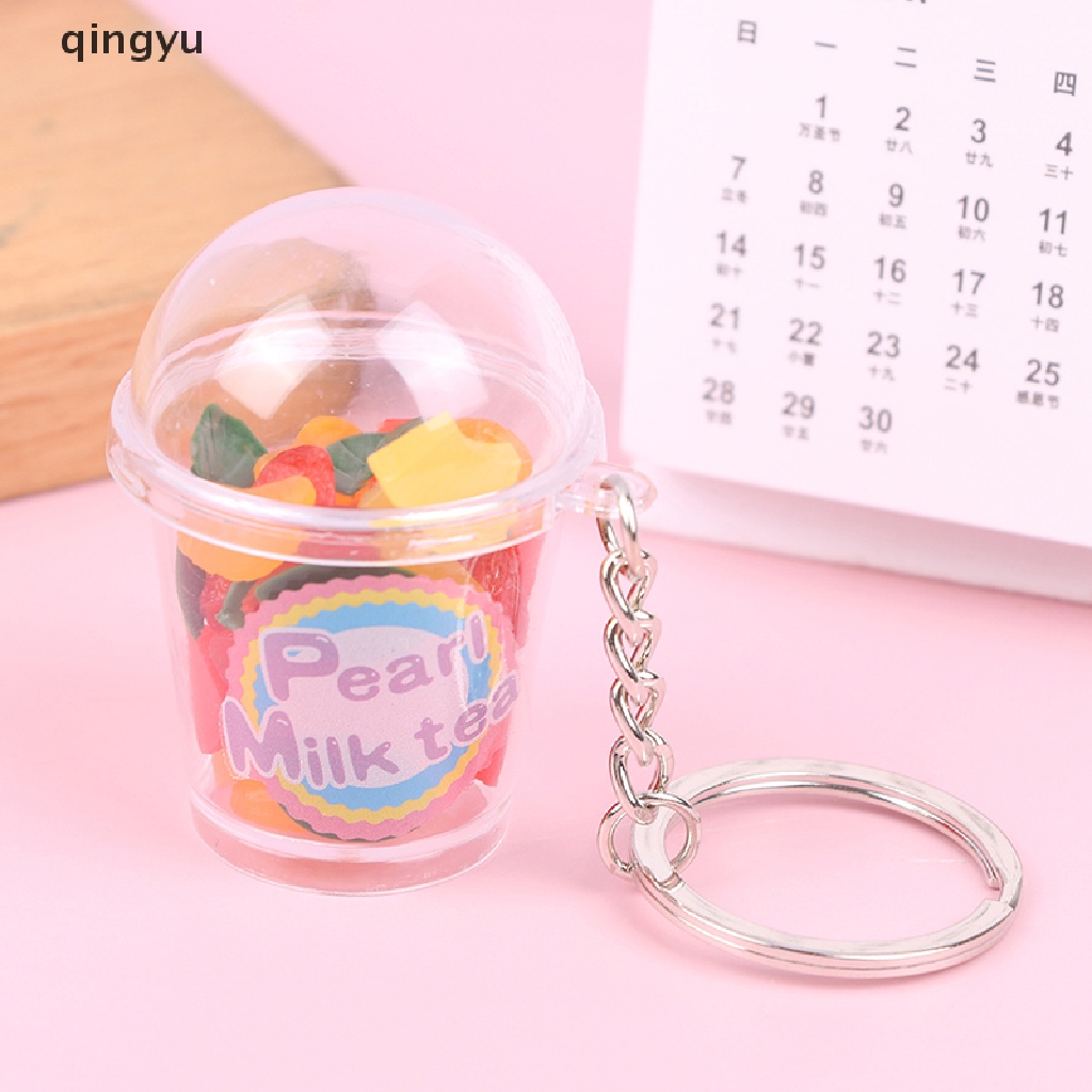 Qingyu Phụ Kiện Móc Khóa Hình Ly Nước Uống Giả Trang Trí Túi Xách