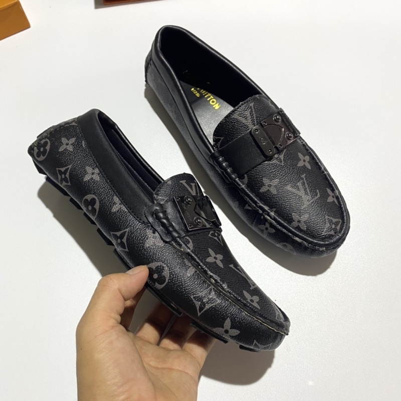 Giày lười lv nam da lộn đế đúc tăng chiều cao, giày moca lv hàng Fullbox.