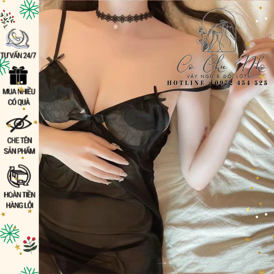 [LL605] Váy ngủ sexy gợi cảm ren xuyên thấu tặng kèm chíp - cochunhoquan11