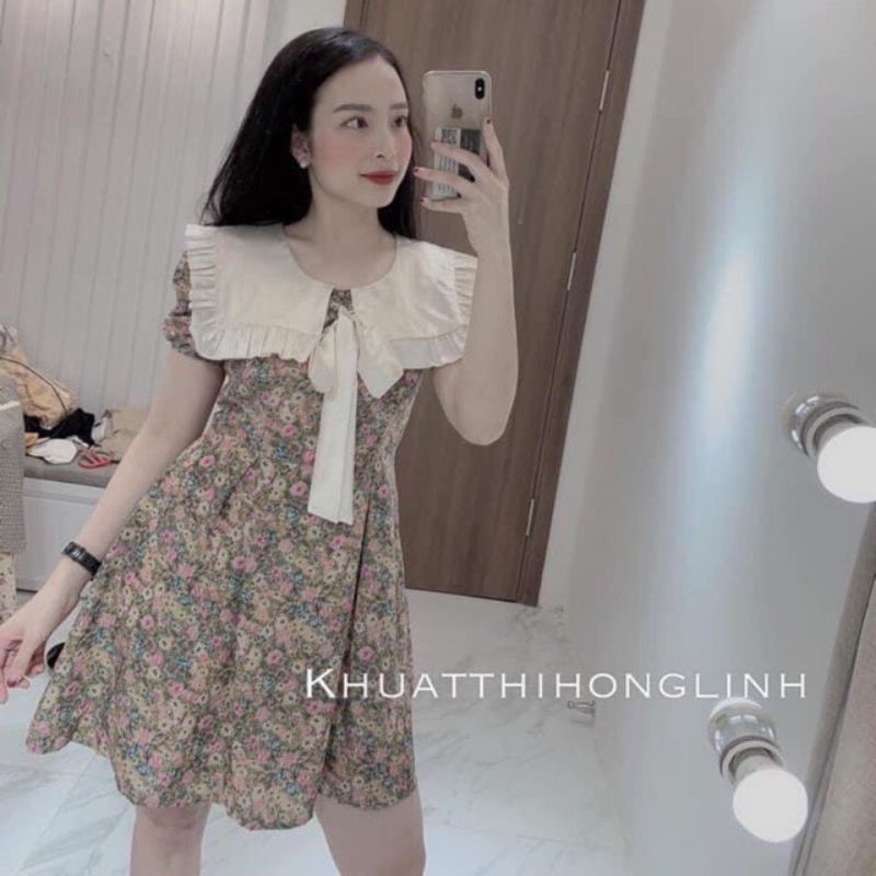 Đầm cổ bèo from chữ A chất lụa