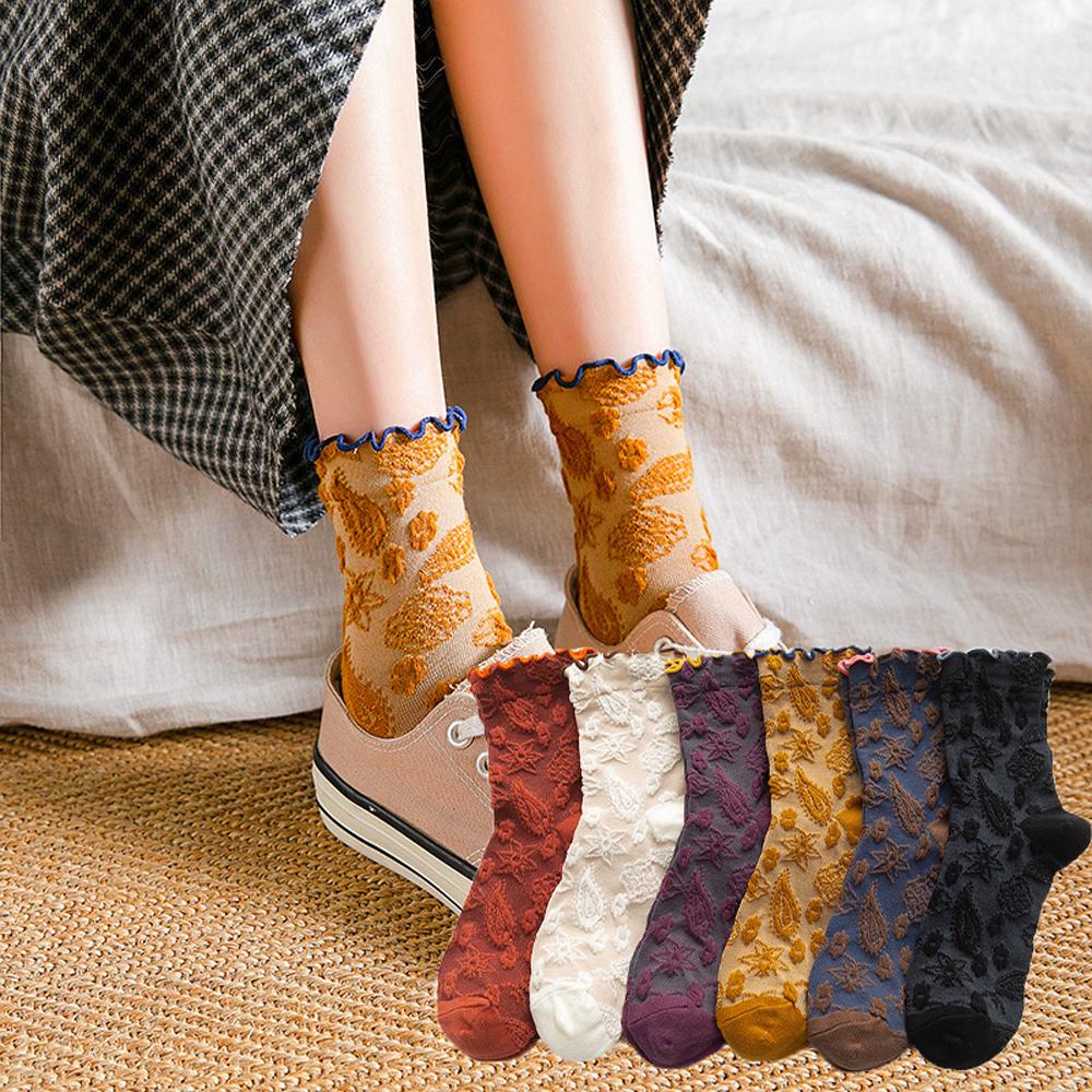 AROMA Vớ Thể Thao Dài Thoáng Khí In Hoa Nhiều Màu Mới Hàn Quốc Cho Nữ