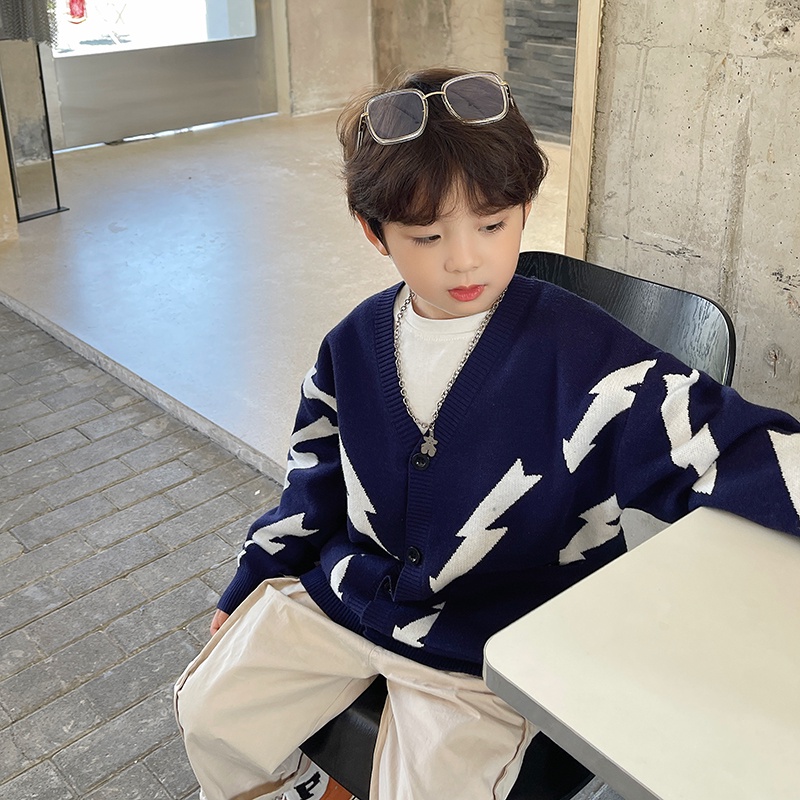 Áo Khoác Cardigan Dệt Kim Cổ Chữ V Thời Trang Thu Đông Phong Cách Hàn Quốc Cho Bé 4-15 Tuổi