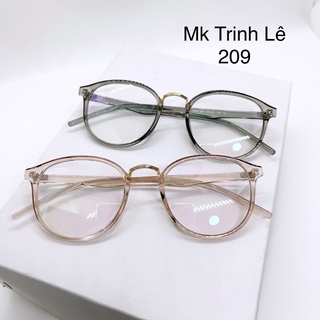 Gọng kính nhựa dáng tròn- kính mắt kim loại 209 có tròng sẵn 0 độ- tặng hộp
