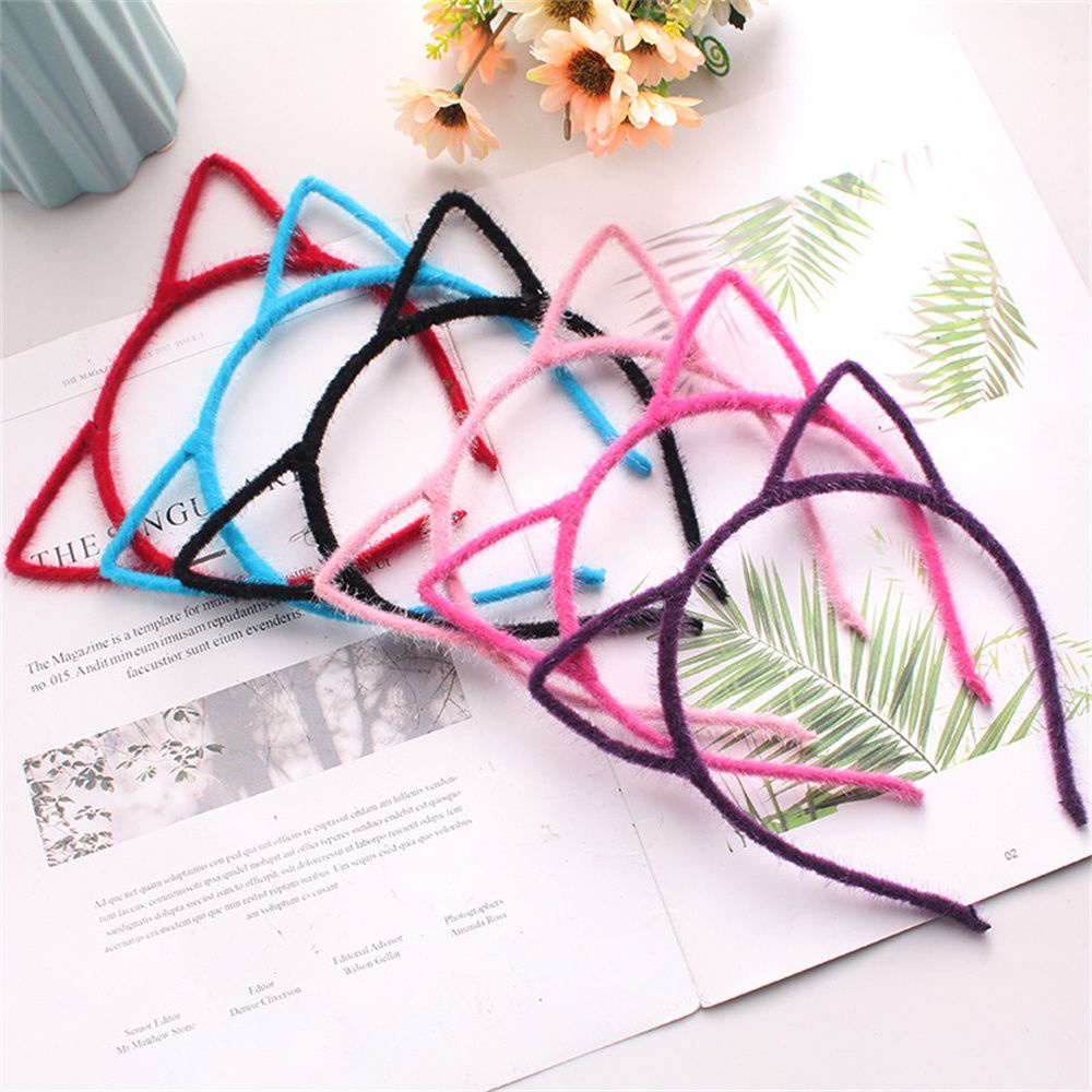 Băng Đô Cài Tóc Hình Tai Mèo Bông Nhiều Màu Sắc Xinh Xắn Cho Nữ