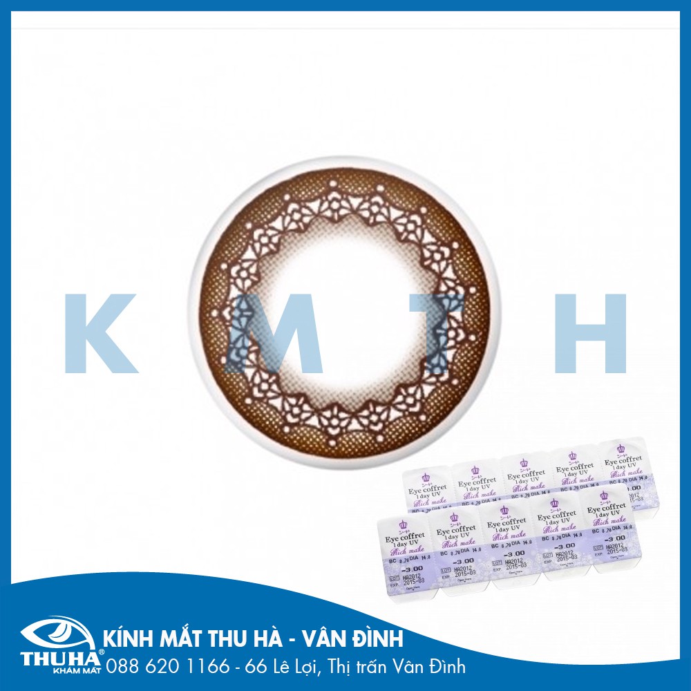 Kính Áp Tròng 1 Ngày SEED màu NÂU ĐẬM có độ cận (Lens Eye Coffret 1 Day UV RICH MAKE) (01 Mắt) (CHÍNH HÃNG)