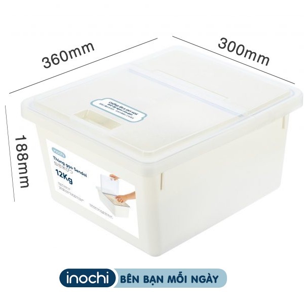 Thùng gạo Inochi Sendai cao cấp - nhựa cứng cáp
