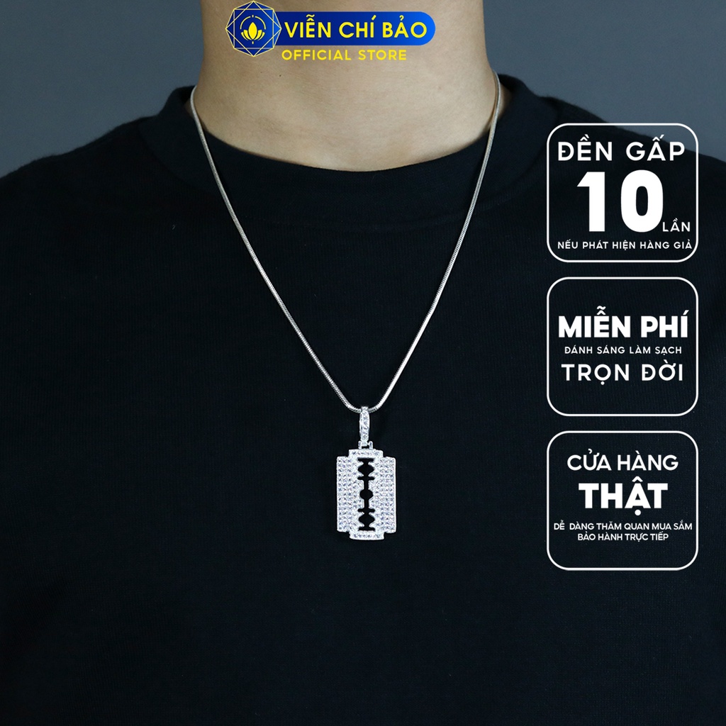 Mặt dây chuyền bạc nam đính đá chất liệu bạc 925 thời trang phụ kiện trang sức Viễn Chí Bảo M300235