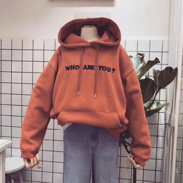 Áo khoác hoodie vải nỉ lót bông dày dặn thêu Who