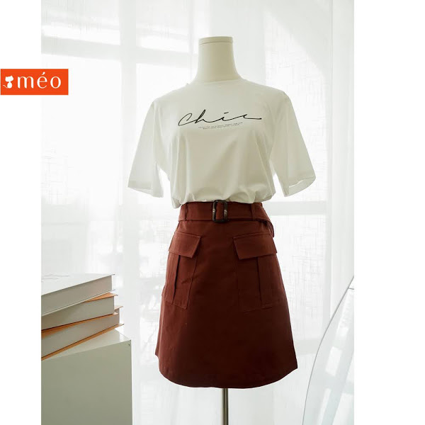 Áo thun tay lỡ Méo shop phông nữ cổ tròn cotton in chữ Chic freesize form rộng