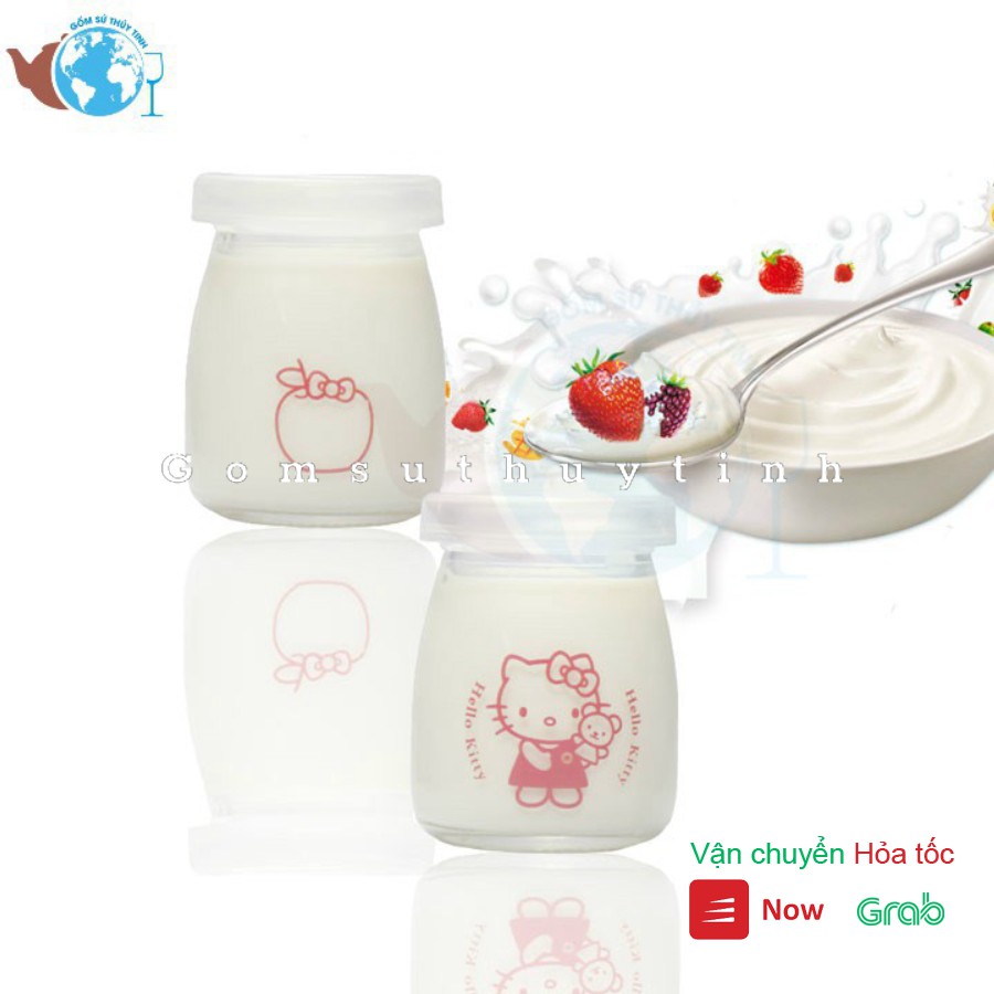 Hủ sữa chua thuỷ tinh 100ml in hình ngộ nghĩnh