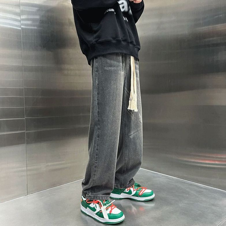 Quần Jean Dài Ống Rộng Thời Trang Thu Đông Cá Tính Cho Nam